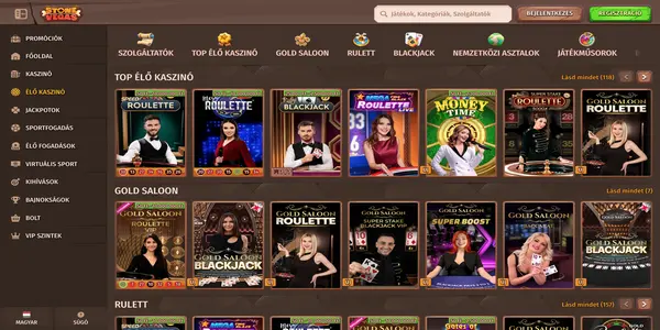 StoneVegas Casino élő kaszinó kínálata mobilon